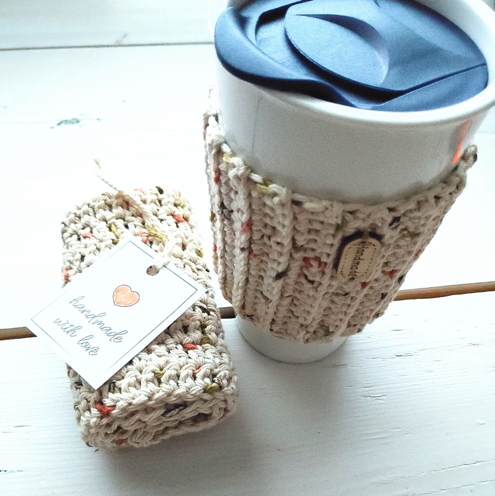 NWT 100% Cotton Dishcloth/Cup Cozy SetHand…